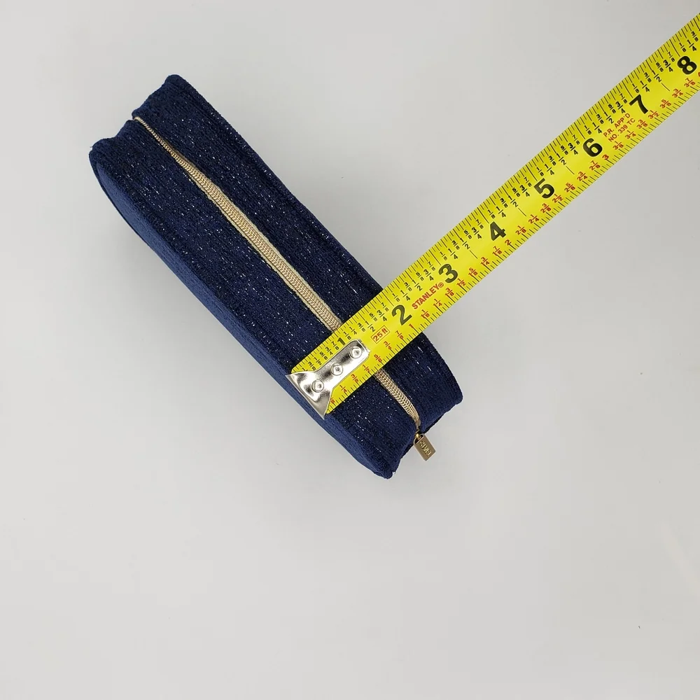 Authentic Chanel Cosmetic Bag Blue Gold Gift Box